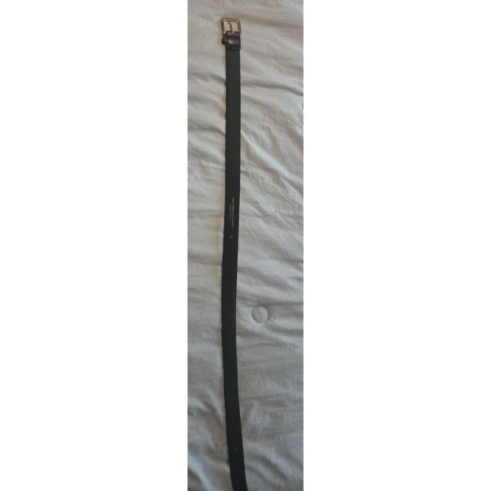 Hand Burnished Leather Belt, Made in Italy, Dark Brown Gold‎ Buckle, Size 34